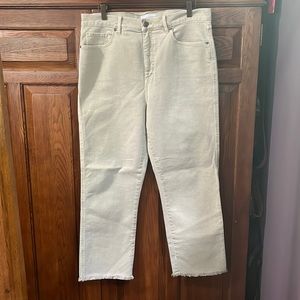 Loft ecru high waist straight crop jeans 31 12